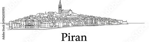 Coastal town panorama with church steeple