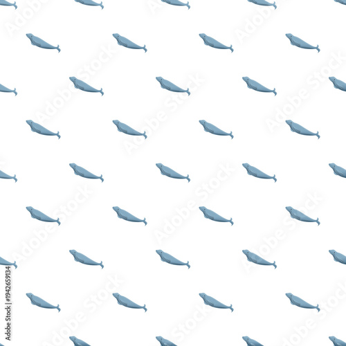 Beluga whales forming a seamless pattern, representing ocean wildlife and nature