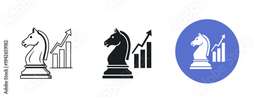 Chess knight and graph icons showing business growth concept