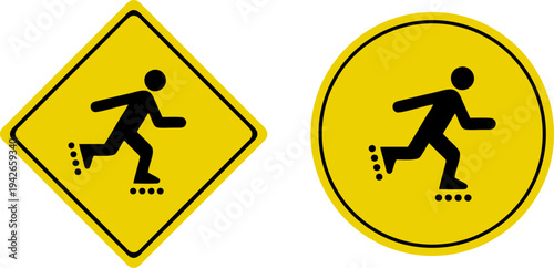 Roller Skates Warning Traffic Road Sign