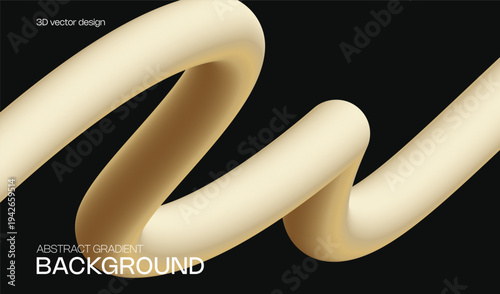 Abstract 3d luxury gold gradient background with motion and design fluid element. Wavy ribbon shape with color curve dynamic modern spiral. Wave backdrop with liquid swirl.