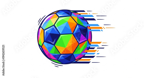 Colorful Soccer Ball in Motion.