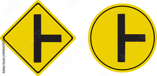 T-Junction Traffic Warning Road Sign