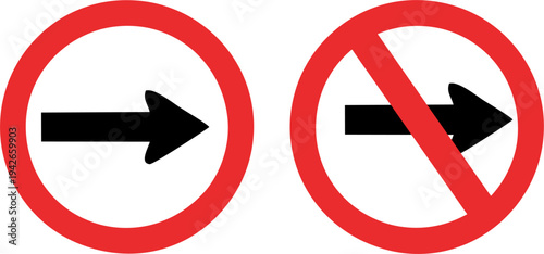 Go Straight Allowed and Forbidden Road Signs