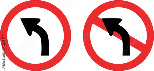 Left Turn Allowed and Forbidden Road Signs