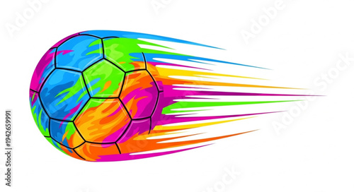 Colorful Soccer Ball in Motion.