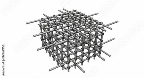 Geometric lattice structure with intersecting rods and nodes
