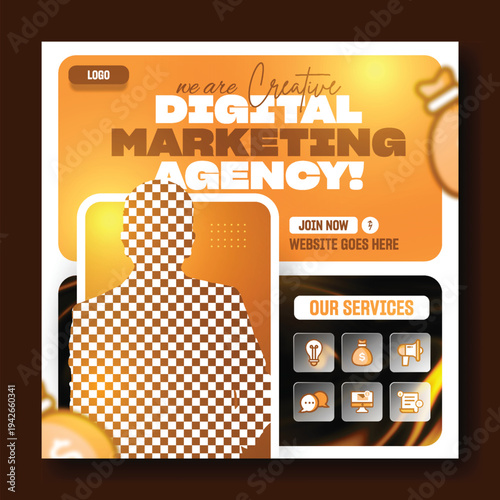 Digital marketing agency social media post template with corporate business layout