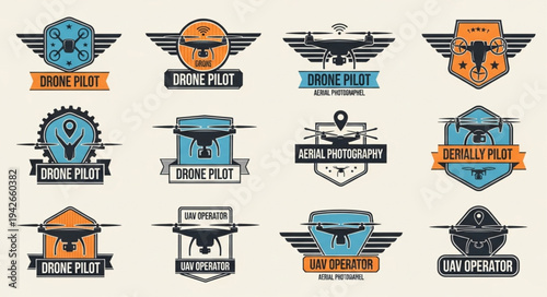 Collection of Drone Pilot and UAV Operator Logo Designs.