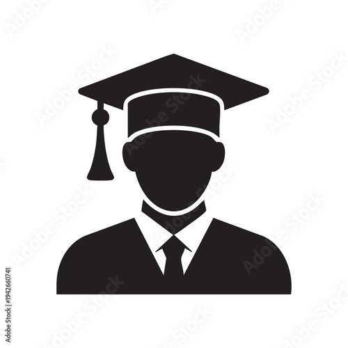 Graduation student wearing cap holding diploma academic achievement education icon illustration