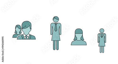 Diverse group of people represented by simple vector icons.