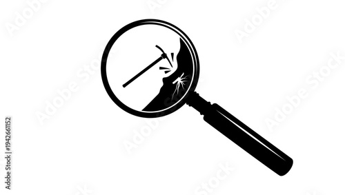 gold exploration, black isolated silhouette