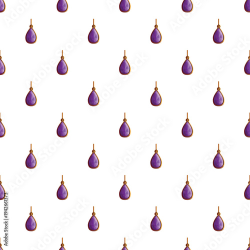 Luxury amethyst pendants forming a decorative repeated pattern on white background