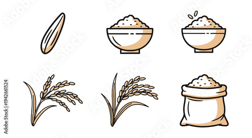 Jasmine Rice Line art vector clean vibrant abstract color illustration