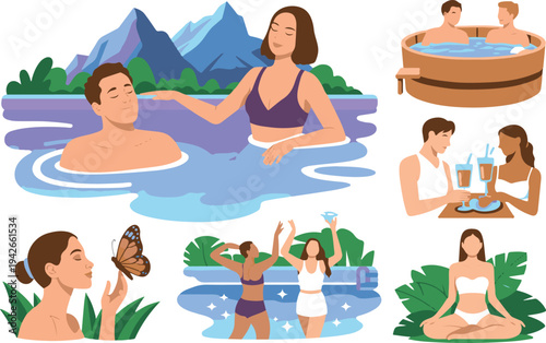 People enjoying leisure activities in water and relaxing in nature  serene moments