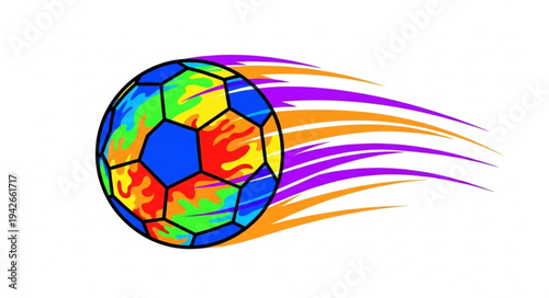 Colorful Soccer Ball in Motion.