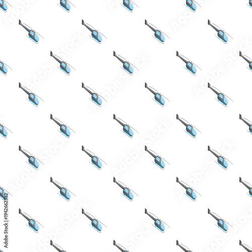 Helicopters flying in a repeating pattern on a white background