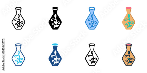 Ceramic glaze textures icons set multiple style collection. Editable stroke 
