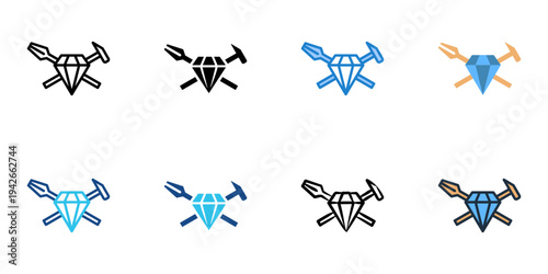 Jewelry workshop icons set multiple style collection. Editable stroke 
