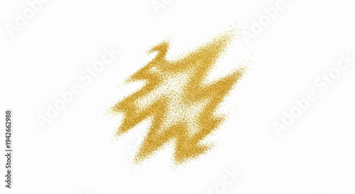 Abstract golden glitter spray on a white background, dynamic strokes
