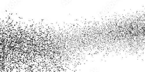 Abstract monochrome artistic image captures a dynamic wave of particles, delicately rendered in shades of gray, flowing across the composition. A captivating exploration of movement and texture.