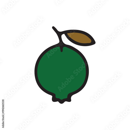 Green Fruit of Nature: A simple illustration of a ripe, vibrant green fruit, with a fresh green leaf, celebrating the simplicity and beauty of nature's bounty. 