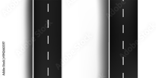 White And Yellow Stripes On Asphalt Road Texture.