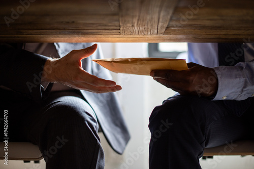 Tablou pe pânză Secretive exchange under table