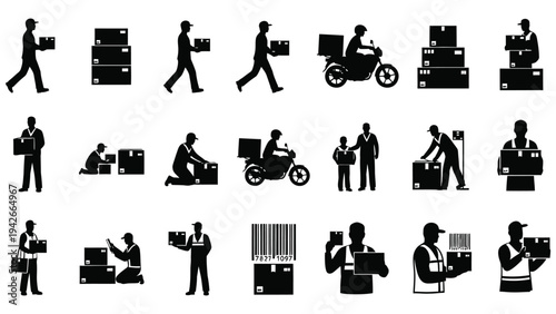 Delivery Icons Silhouette A Collection of Shipping and Logistics Icons for Various Applications