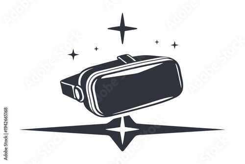 Stylized VR Headset Isolated on White with Rising Star Accent Graphics