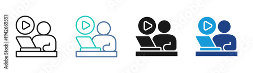 Streaming Creator icon set multiple style collection