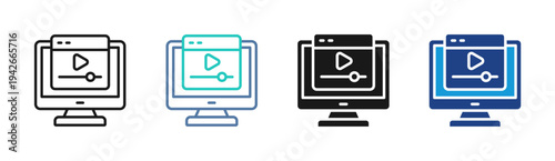 Monitoring icon set multiple style collection