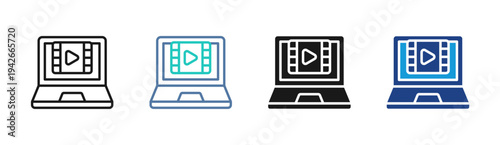 Video Streaming icon set multiple style collection