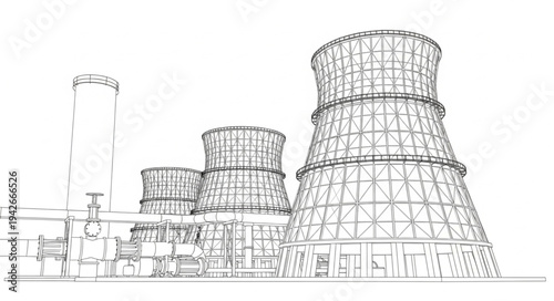 Cooling Towers Industrial Power Plant.