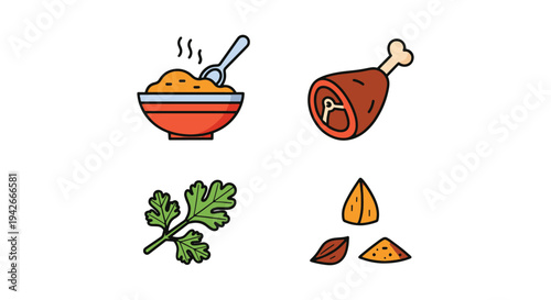 Mutton Korma Line art vector vivid abstract artistic