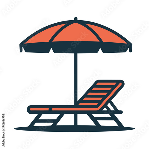 Relaxing under a beach umbrella on a sun lounger by the seaside