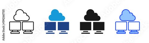 Cloud Server icon set multiple style collection