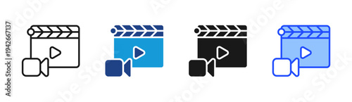 Video Production icon set multiple style collection