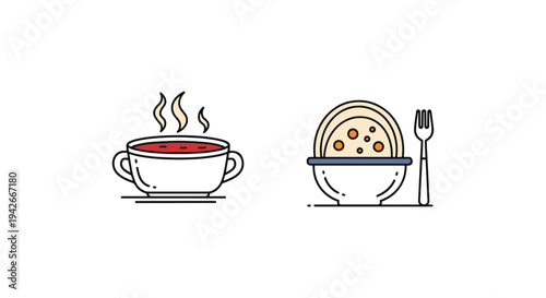 New England Clam Chowder Line flat modern abstract vector