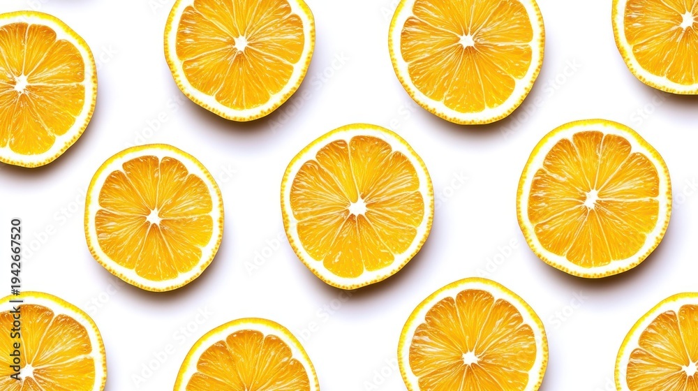 Fototapeta premium Lemon Slices Fresh Citrus Fruit Pattern