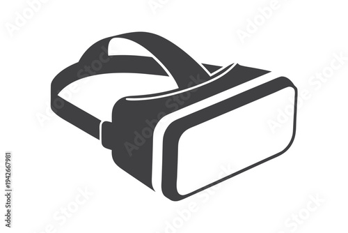 VR Headset Isolated, Style, Grey and White, Futuristic Device on White Background