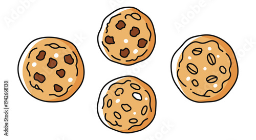 Oatmeal Cookie Line art vector clean vibrant abstract color illustration