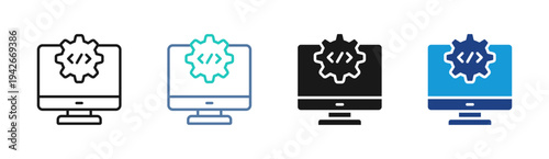 Code Settings icon set multiple style collection
