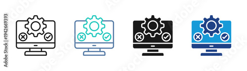 System Testing icon set multiple style collection