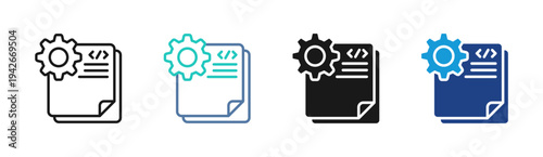 Code Document icon set multiple style collection