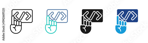Code Review icon set multiple style collection