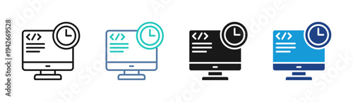Development Schedule icon set multiple style collection