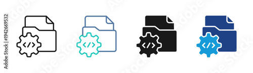 Code Repository icon set multiple style collection