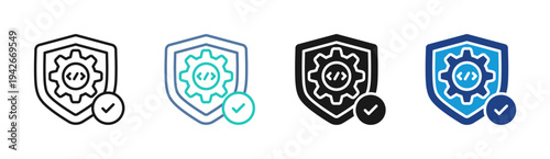 Security Protection icon set multiple style collection