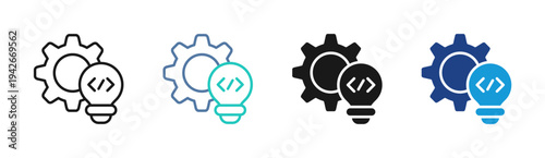 Code Innovation icon set multiple style collection